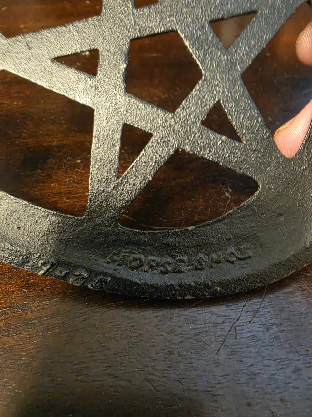 Good Luck Black Cast Iron Horseshoe Trivet With Pentagram